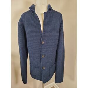 Nigel Hall Thick Wool Blend Knit Heritage British Navy Cardigan